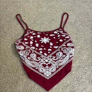 Red Paisley Bandana Top